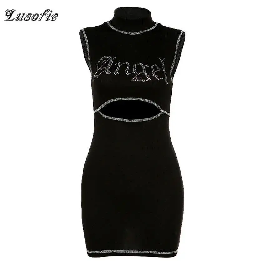 high neck wrap dress