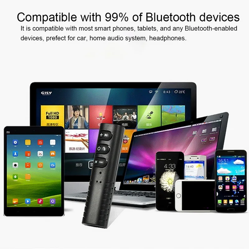 3,5 мм AUX Bluetooth адаптер Bluetooth приемник Hi-Fi беспроводной аудио адаптер с задней клипсой поддержка микрофона