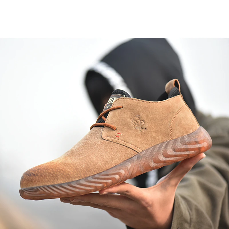 Мужская сумка из натуральной кожи дышащая рабочая обувь со стальной вставкой на