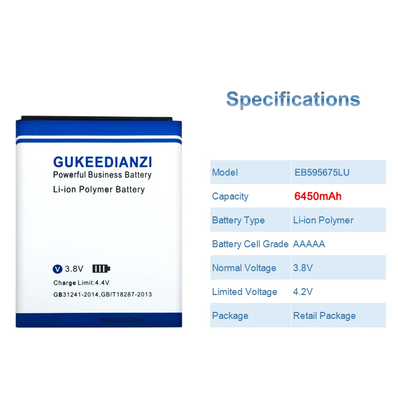GUKEEDIANZI Note2 Батарея для samsung Galaxy Note 2 N7100 N7102 N7105 T889 i605 i317 L900 R950 E250 Батарея EB595675LU 6450 мА-ч