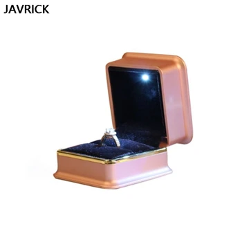

Luxury Ring Box Square Wedding Jewelry Case with LED Lighted for Proposal Engagement Creative Wedding Gift