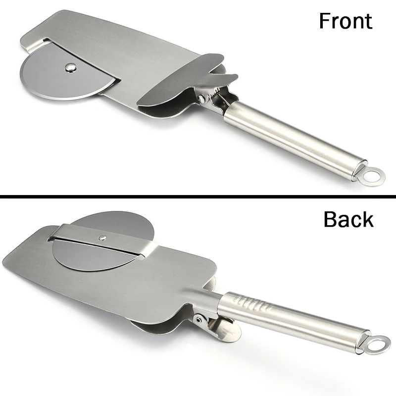 Stainless Steel Wheel Pizza Cutting Knife Multifunctional Pizza Dough Cutter with Shovel Clamp Pastry Wheel Knife Kitchen Gadget
