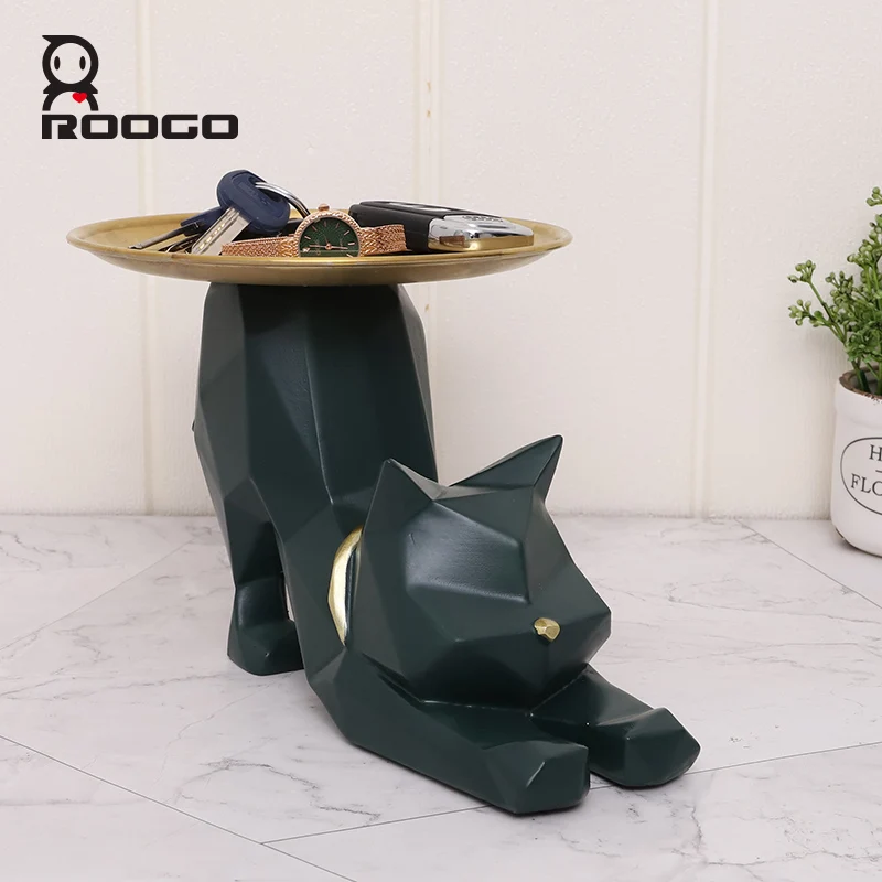 

Roogo Lazy Figurine Cat European Style Creative Home and Living Room Decoration Storage Box Decoration