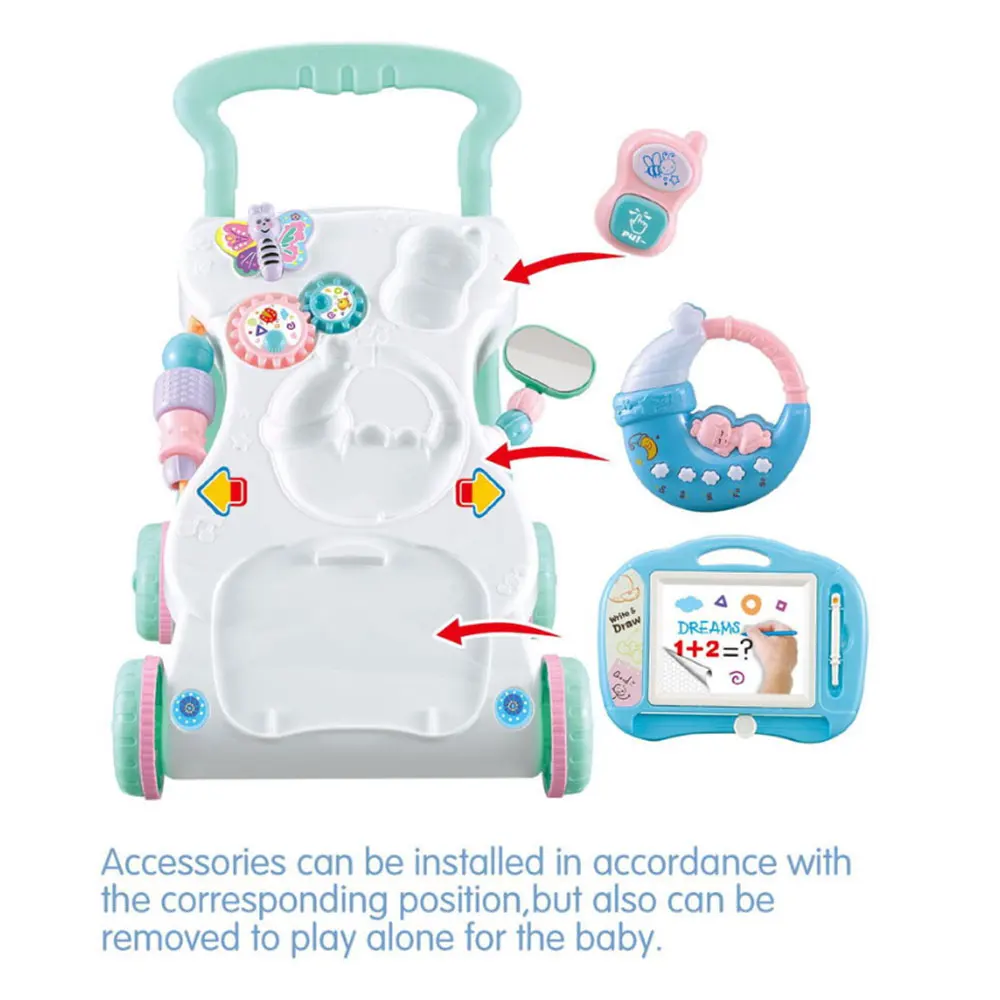 Baby Walker New Multifuctional Stroller Toddler Trolley Sit-to-Stand Musical Walker Adjustable Anti-rollover Baby Activity Suppl