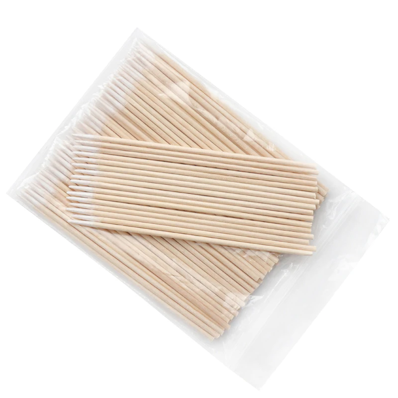 Disposable Ultra-small Cotton Swab Lint Free Micro Brushes Wood Cotton Buds Swabs Eyelash Extension Glue Removing Tools 50pcs set disposable pink cotton swabs eyelash brushes cleaning swab extension cosmetic tool for make up stick eyelash