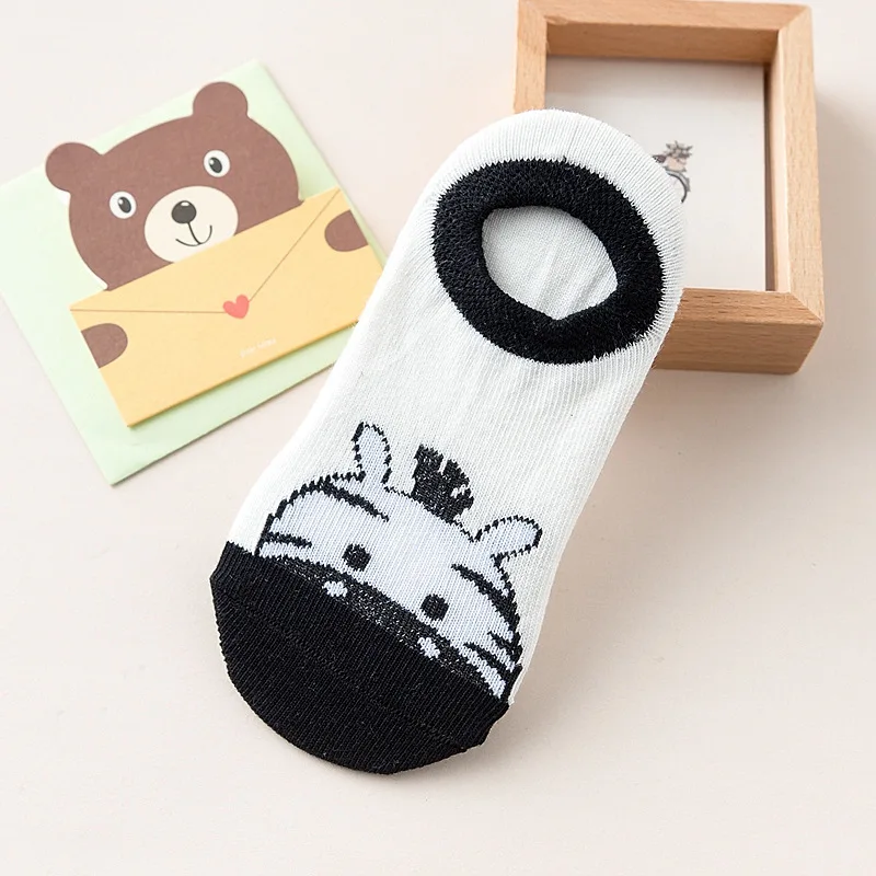 5 пар/лот, Kawaii, короткие носки с животным принтом, хлопковые мягкие Носки с рисунком для маленьких мальчиков и девочек, милые модные носки, весна-осень