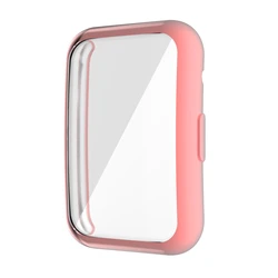 TPU Protective Watch Case Cover with Full Screen Glass (Pink)