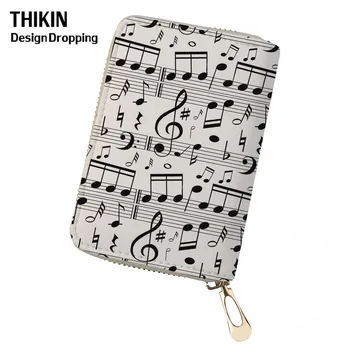 

THIKIN Women Card Holder Piano Key Music Note Cartoon Student ID Cover Case Female PU Wallet for Travel Passport Funda Pasaporte
