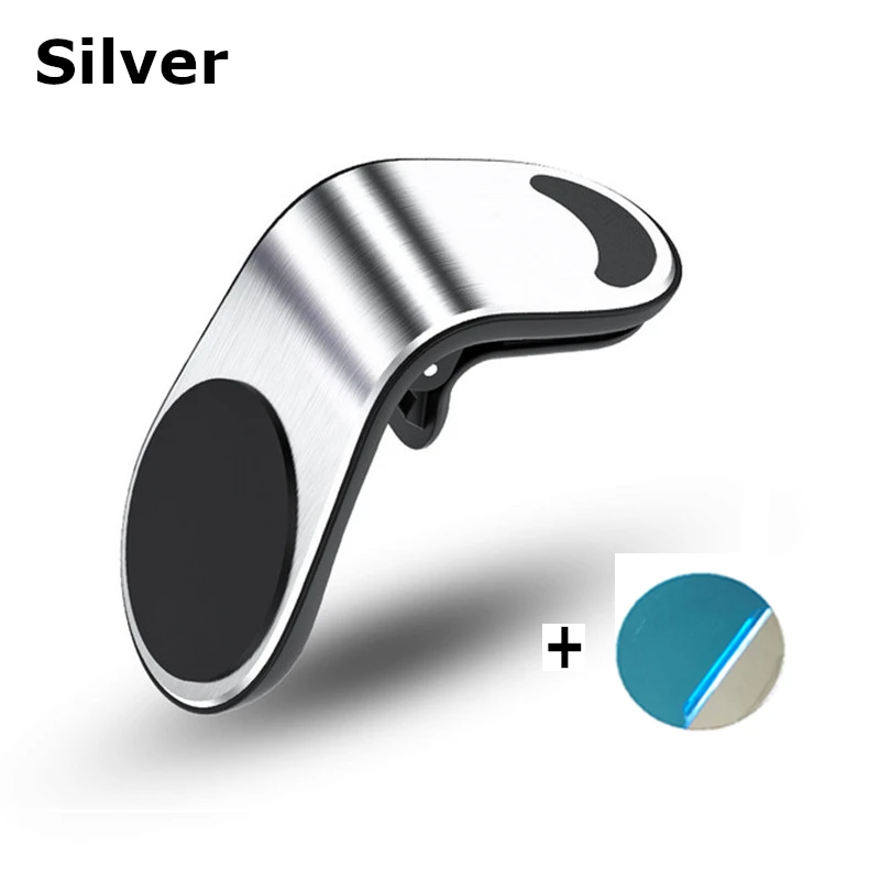 Silver Металлический магнитный автомобильный держатель для телефона, мини Крепление на вентиляционное отверстие, Магнитная подставка для мобильного телефона для iPhone, смартфонов Xiaomi, планшетов в автомобиле - Цвет: Silver