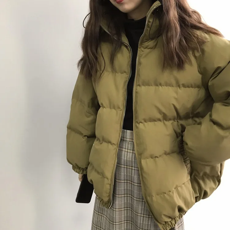 Parkas Winter Jacket Women Stand Collar Cotton-padded Coat Loose Oversized Jacket Coat Korean Women Outwear
