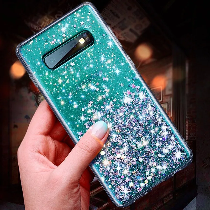 Модный Блестящий блестящий чехол с блестками для Samsung Galaxy S10 S9 S8 Plus силиконовый