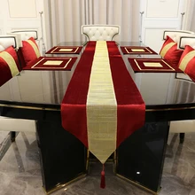 

Modern Gold Rhinestones Table Runner + 4 Dining Placemats Tablemats Flannel Diamond Table Runners for Home Party Decoration