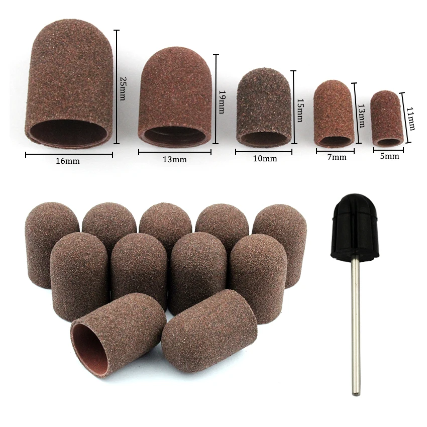 

50Pcs/Set 120# Grit Nail Sanding Caps Rubber Grip Pedicure Polishing Sand Block Electric Drill Accessories Bit Manicure Tools