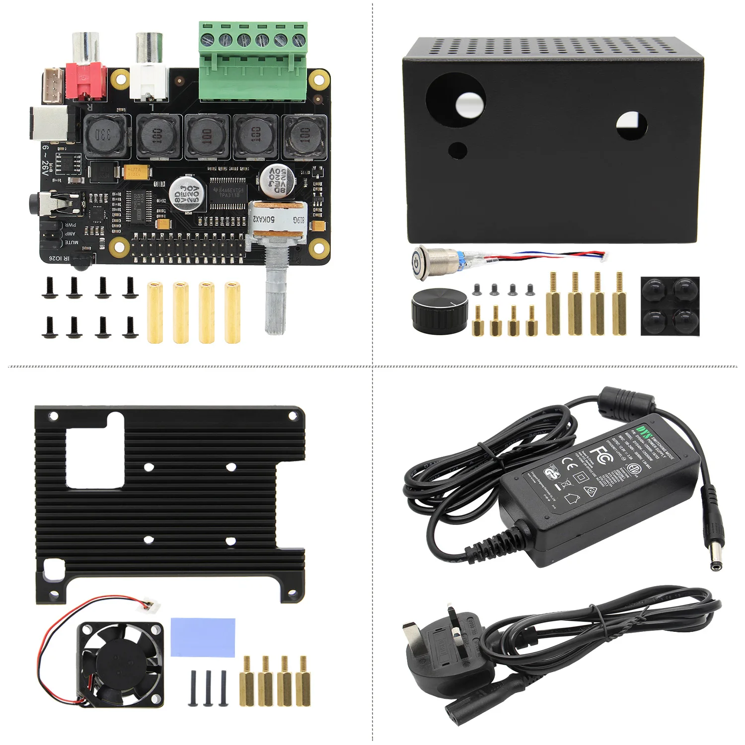 Bundle 6 Raspberry Pi 4 Модель B X400 ies аудио Плата расширения и металлический чехол с радиатором комплект только для Raspberry Pi 4B - Цвет: Bundle 6