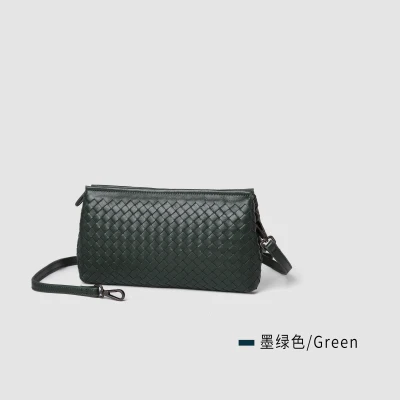 Dark green Сумки для женщин из мягкой овечьей кожи высокого качества, сумка-мессенджер из натуральной кожи, сумки на плечо, вязаные через плечо, маленькие женские - Цвет: Dark green