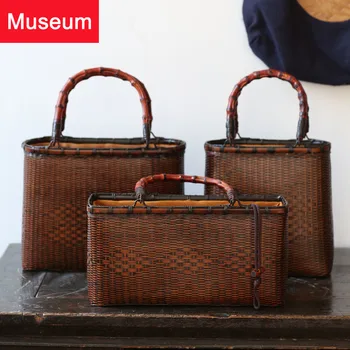 

Hand Days Type Bamboo Weaving Package Handbag Woman Bamboo Package Tea Ceremony Hand Bag Tea Zen Portable Tea Set Accept Package