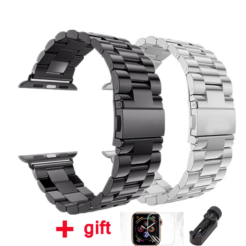 Silver and black Миланская петля ремешок для Apple watch 42 мм 38 мм iWatch ремешок 44 мм 40 мм браслет из нержавеющей стали Apple watch 4 5 3 Аксессуары - Цвет ремешка: Silver and black