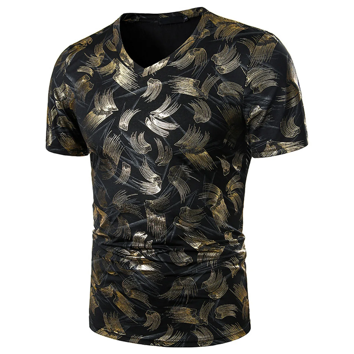 Мужская футболка с короткими рукавами v образным вырезом и принтом в виде