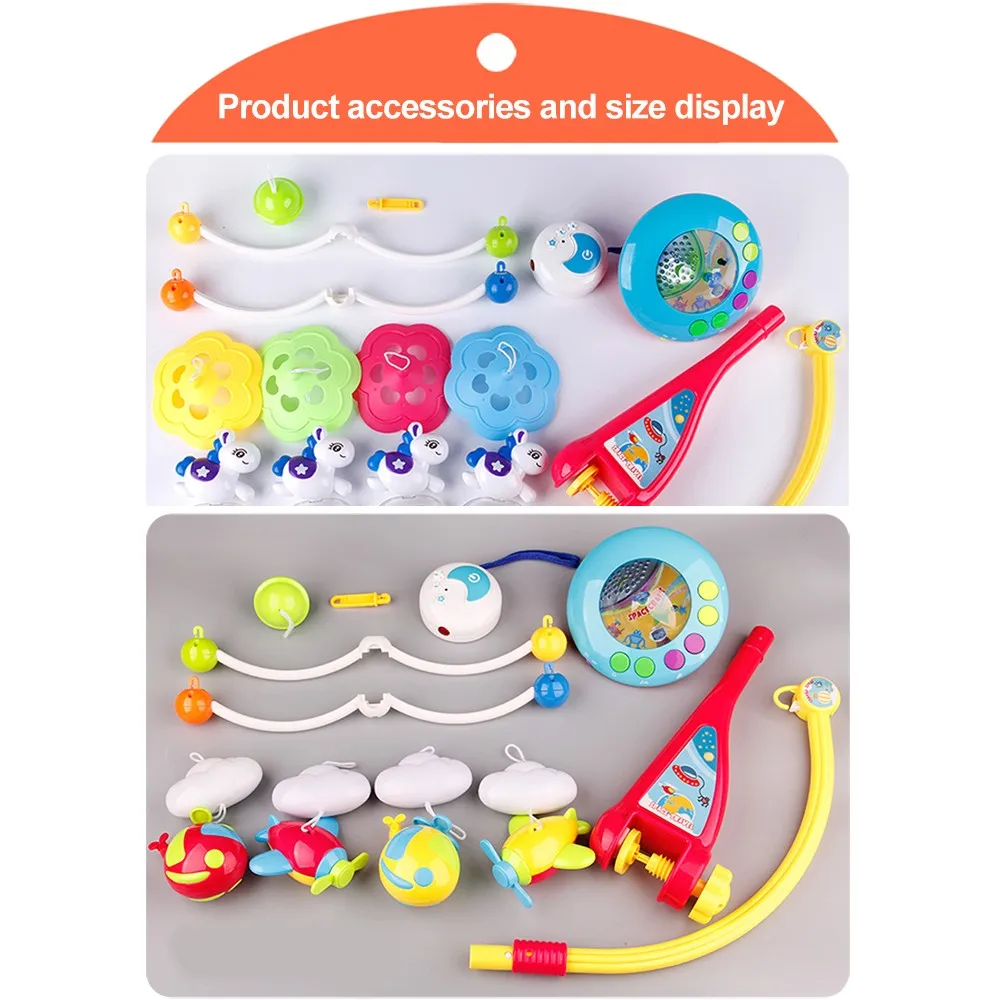 Baby Crib Rattles Toy Newborn Mobile Musical Box Bed Bell Educational Toys Preschool 0-12 months Kids Rotate Hanging Rattles Toy