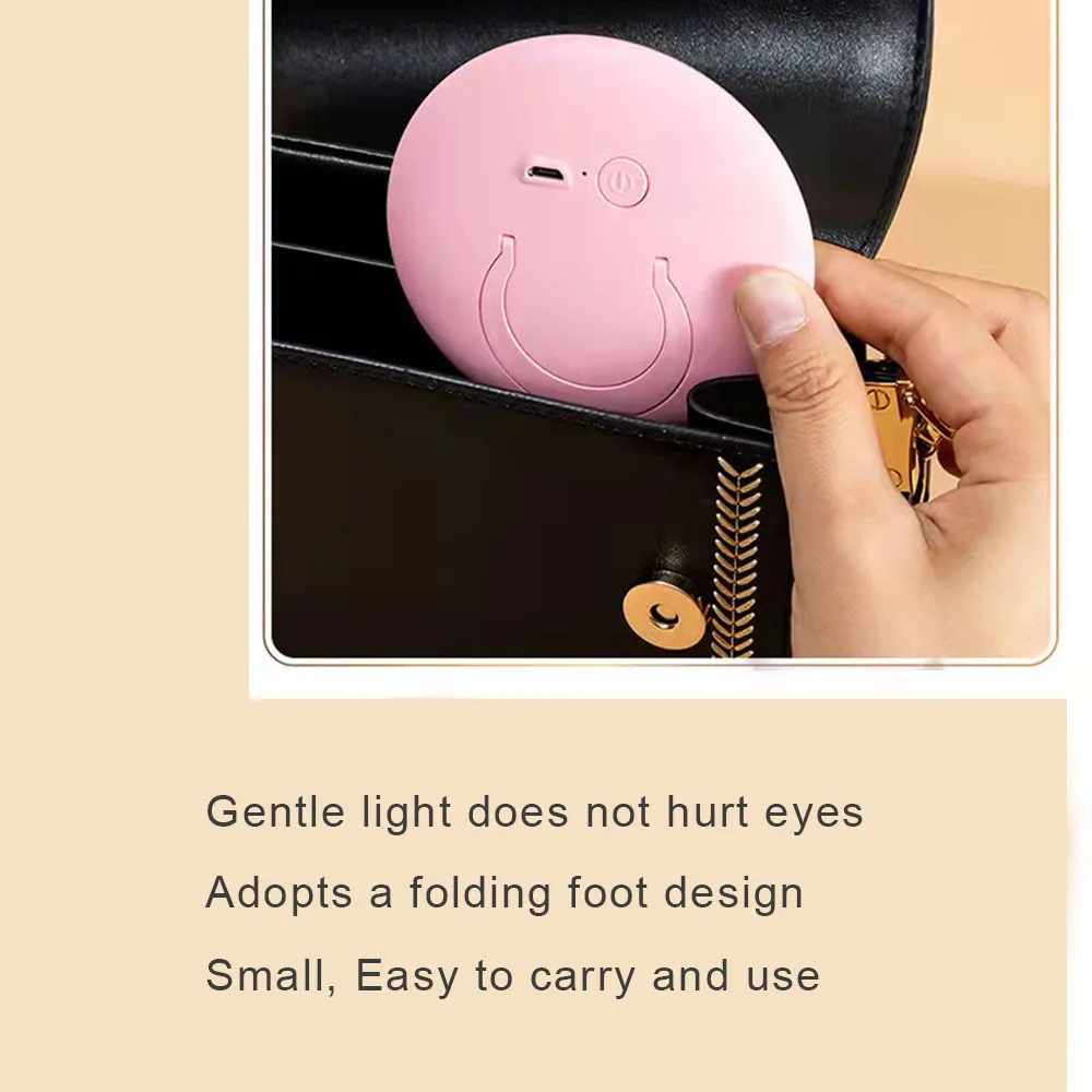 Can Be Put In Handbag Mini Rechargeable Portable Lamp LED Makeup Mirror Travel Vanity Looking Glass Light Fill Light