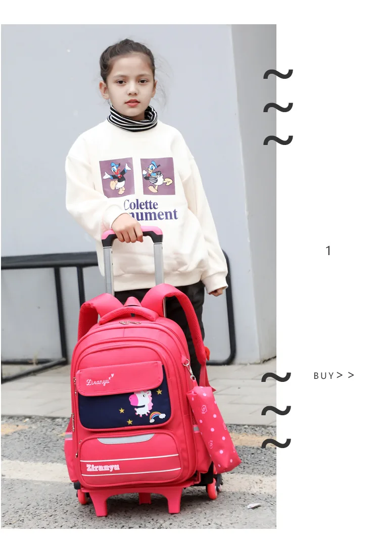 Removable Children School Bags with 2/3 Wheels for boys Girls Trolley school Backpacks Kids Wheeled Bag kids Rolling Schoolbags
