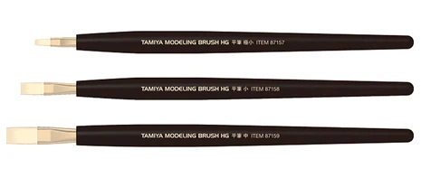 Tamiya моделирующая Кисть [HG] плоская кисть#87157+#87158+#87159(набор 3 шт