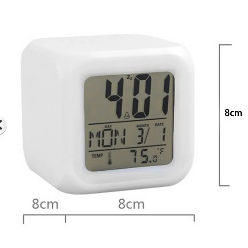 Светодиодный Будильник Colock 7 видов цветов Изменение цифровой стол гаджет