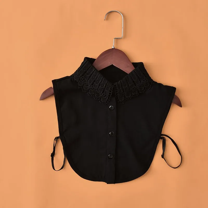 Корейский стиль кружева поддельные кукла воротник женская блузка Модные женские зимние винтажные воротники ткань для женщин Поддельные Половина рубашка Съемный - Цвет: 2 black1