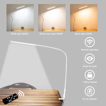 

Swing Arm Table Lamp Remote Control Home Office For Study Reading With Clamp Kids Room Eye Care Reading Light