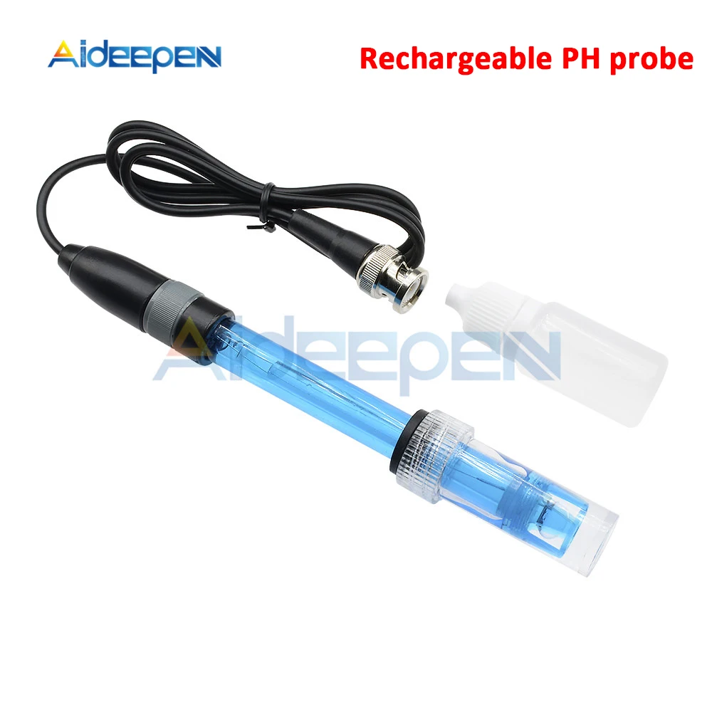 Rechargeable Жидкий рН 0-14 значение обнаружения регулятор сенсор модуль мониторинга плата управления метр тестер+ BNC рН электрод зонд управление Лер - Цвет: Rechargeable