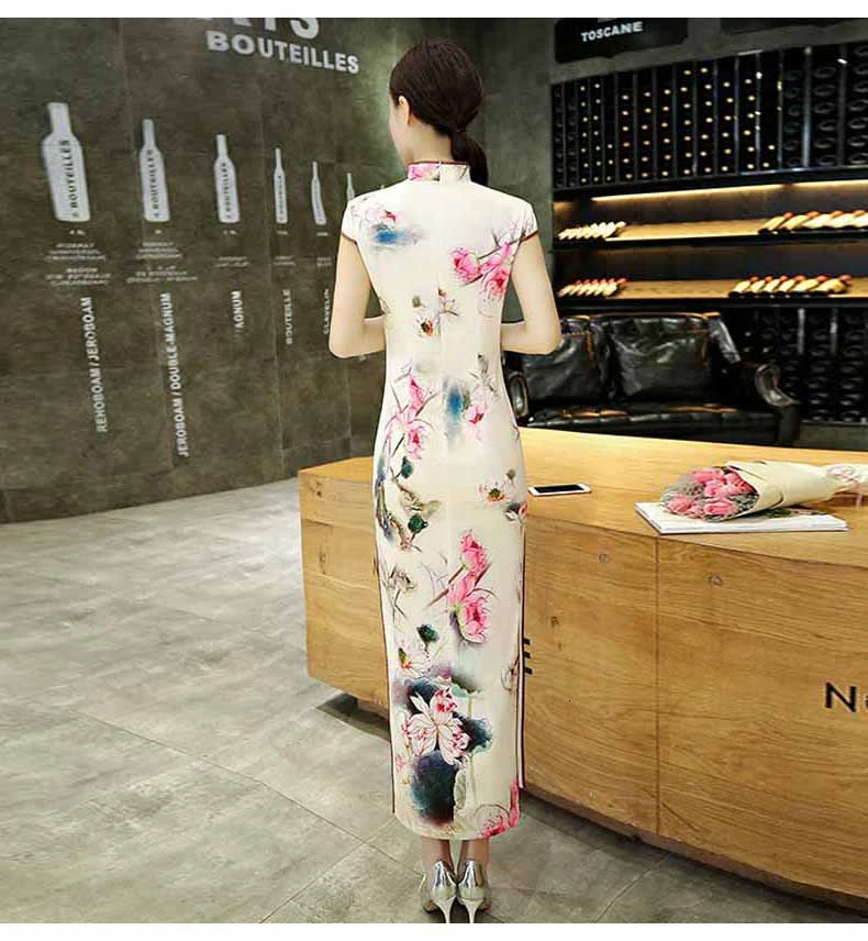 Современный Cheongsam традиционное китайское вечернее платье длинное Qipao размера плюс женская одежда Восточный стиль платья для вечеринок Китай Chipao