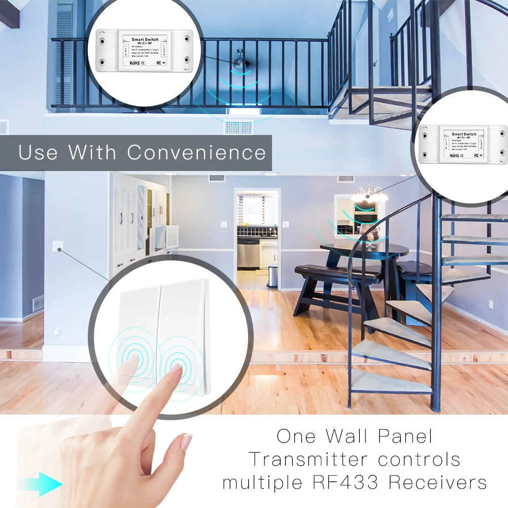  RF433 110V 220V Receiver Smart Home Wifi Wireless Remote Control Smart SwitchSmart Life/Tuya APPWor - 33063279276