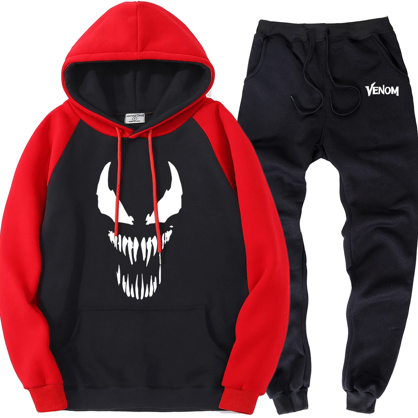 Осень зима теплый спортивный костюм Venom мужские спортивные толстовки уличная тренировочные брюки Повседневная Harajuku одежда мужские новые Брендовые спортивные костюмы - Цвет: red black 5
