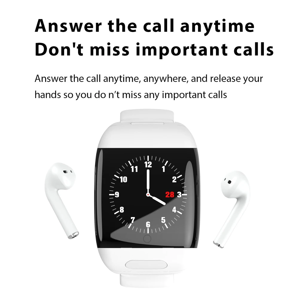 2 IN 1 Smart Watch Bluetooth Earphone TWS Wireless HiFi Earpods Noise Reduction Call Touch Control Earbuds For Health Management