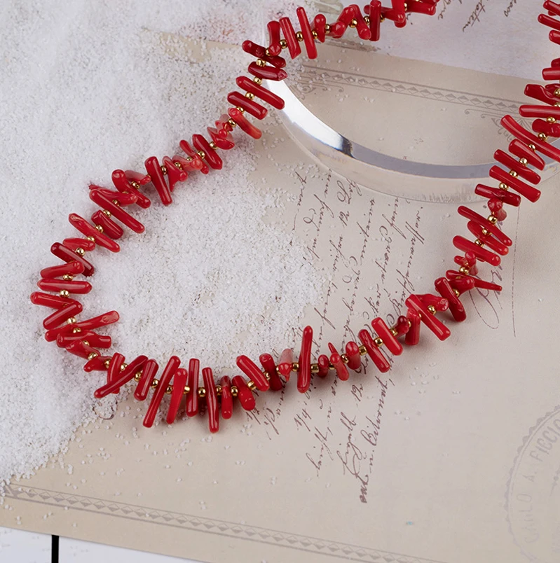 Bohemian Red Coral Halsketten für Frauen Vintage Halsband Shell Anhänger Erklärung Party Schmuck Stein Perle Kette Bohemian Red Coral Halsketten für Frauen Vi_voghion.com