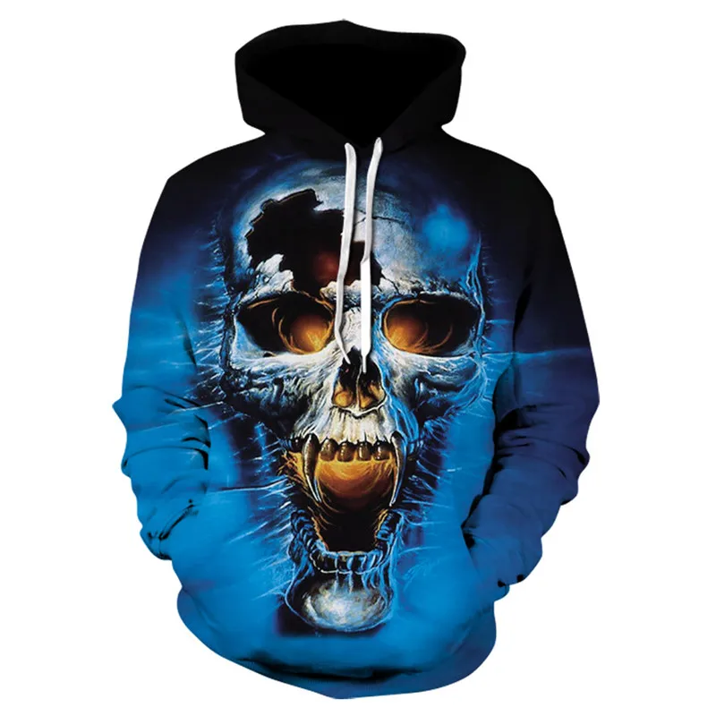 

Spring Autumn Skull 3D Digital Printed Sweatshirts Long Sleeve Hooded Casual Tops Hoodies Male Casual Loose Plus Size Sweatshirt