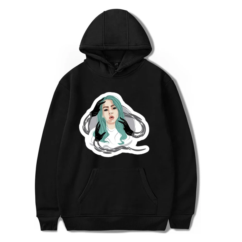 Black 1 Billie eilish/Толстовка для женщин и детей, толстовка с капюшоном с принтом для подростков, бархатные спортивные свитера в стиле хип-хоп для девочек, Kpop, одежда с капюшоном, 11-12 - Цвет: Black 1