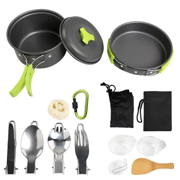

Portable Outdoor Camping Cookware Kit Tableware Set Outdoor Pot Pan Spoon Spatula Set BHD2