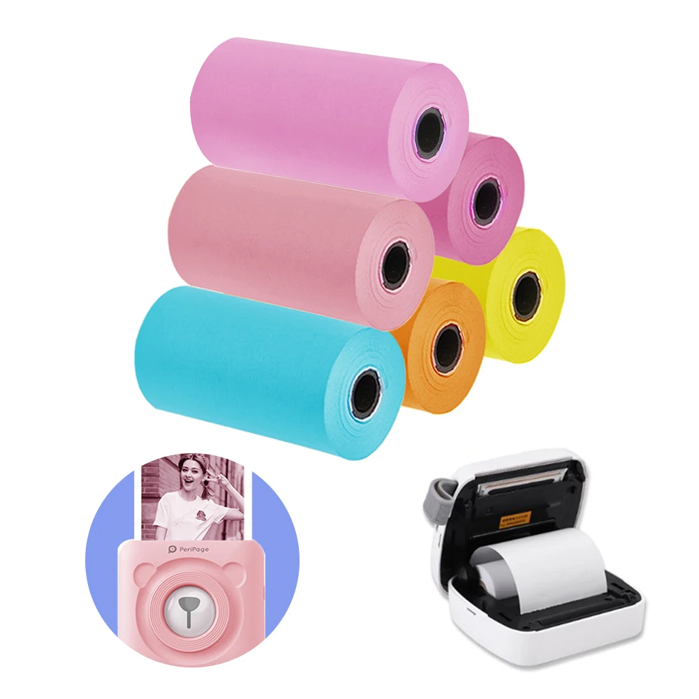 Rollo papel adhesivo para impresora térmica de bolsillo PeriPage A6, autoadhesivo, de 57x30mm, 6 rollos|papel - AliExpress