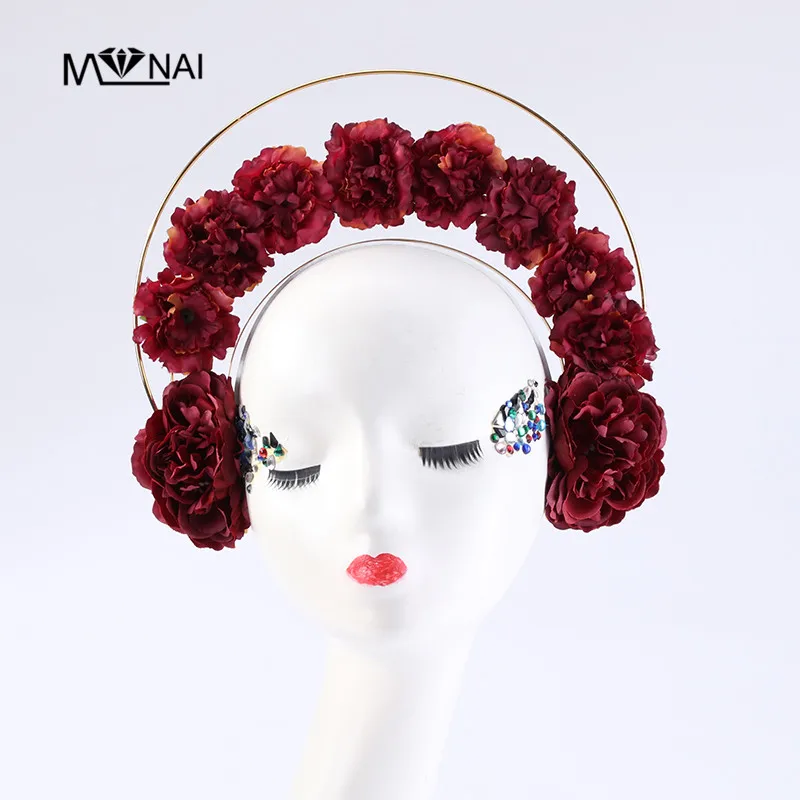 

Готический подбирается по заказу Halo головках Винтаж диадема с цветами повязка на голову в стиле "Лолита" цветочный головной убор, маскарадный костюм для девочек вечерние костюмы на Хэллоуин