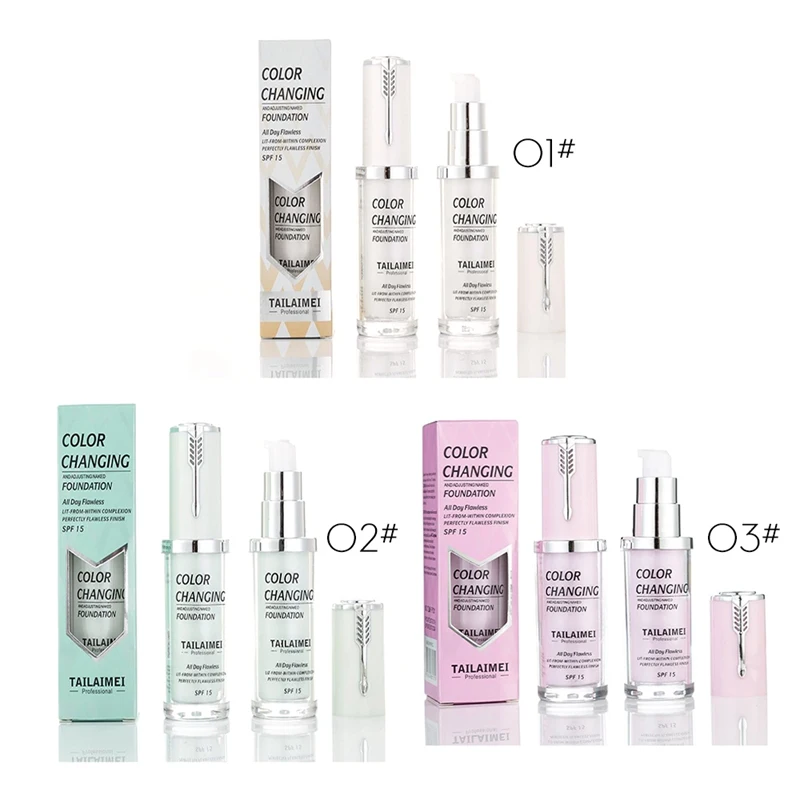 

Color Changing Foundation Moisturizing Cover Blemishes Even Skin Color Portable Liquid Foundation