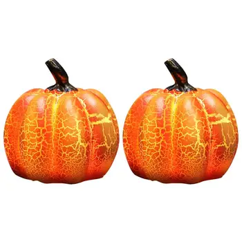 

2pcs Decorative Reusable Practical Vivid Lightweight Resin Halloween LED Pumpkin Lamp Friends Co-worker Family