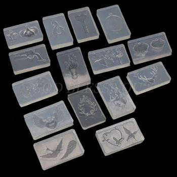 

15Pcs Handmade Earrings Pendant Mold Kit Flower Leaves Horse Key Tree Pendant UV Resin Silicone Mold Jewelry Making Tool