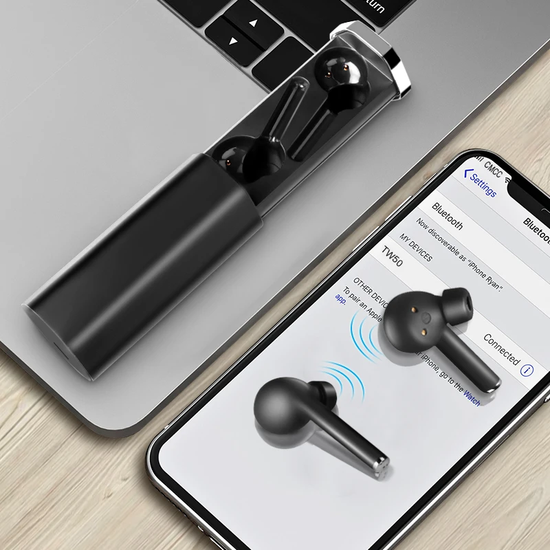 TW50 TWS наушники HIFI стерео Бас шумоподавление Гарнитура двойной микрофон с зарядной коробкой спортивные наушники для Sumsung