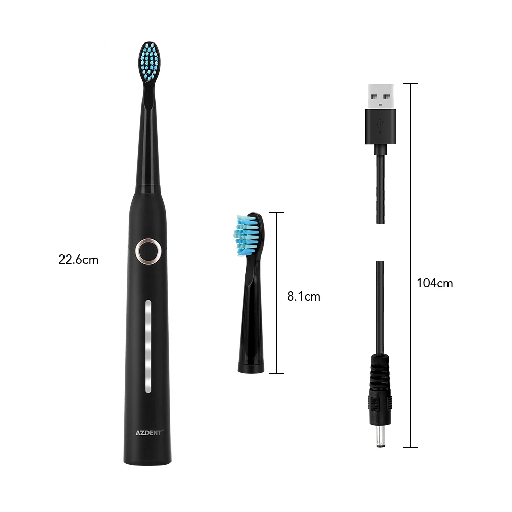 AZDENT Electric Toothbrush Rechargeable USB Sonic Toothbrush 5 Mode Travel Toothbrush + Replacement Head Adults Tooth Whitening AZDENT Electric Toothbrush Rechargeable USB Sonic Toothbrush 5 Mode Travel Toothbrush + Replacement Head Adults Tooth Whitening