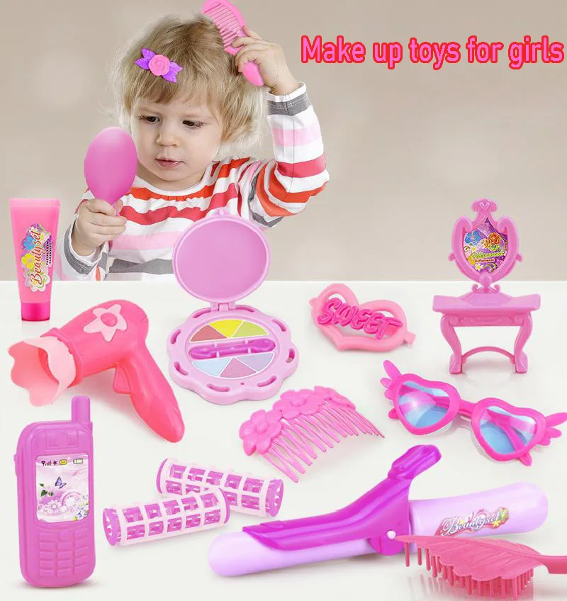360 ° rotação de brinquedo para crianças, brinquedo de maquiagem para  crianças conjunto de maquiagem rosa de plástico de simulação de  cabeleireiro para meninas - AliExpress
