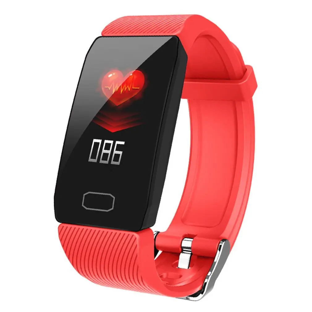 Смарт-браслет, измеритель артериального давления Q1, пульсометр, фитнес-трекер, Смарт-часы, фитнес-браслет, водонепроницаемый дисплей, для женщин - Цвет: red