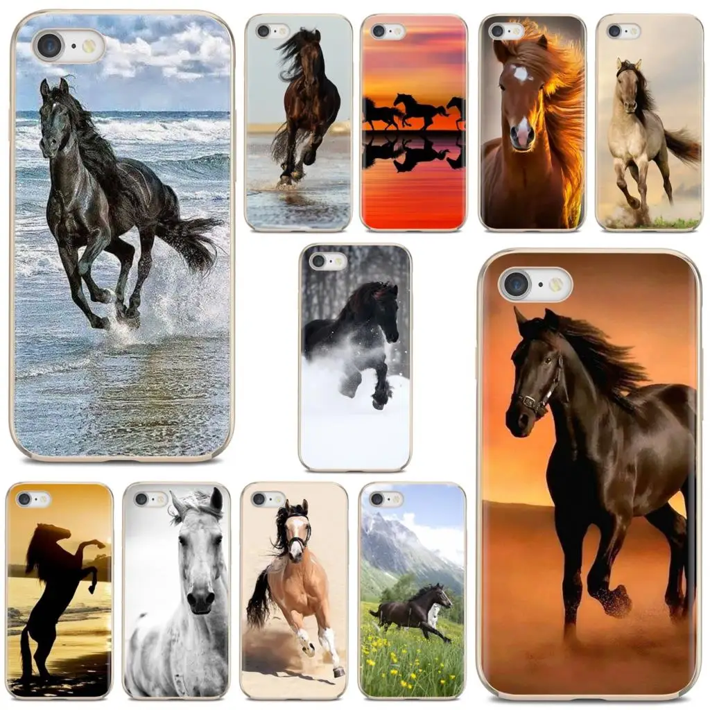 Caballos salvajes en la puesta de sol cartel bolsa suave funda para Samsung Galaxy A10 A40 A50 A70 A3 A5 A7 A9 A8 A6 Plus 2018, 2015, 2016, 2017