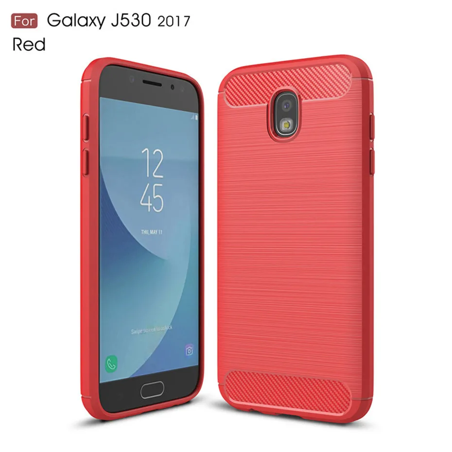 Красный Силиконовый чехол для samsung Galaxy A5 A3 A7 J3 J5 J7 углеродное волокно кисть TPU Защитный чехол для samsung A5 A3 A7 J5 J3 J7 чехол - Цвет: Красный