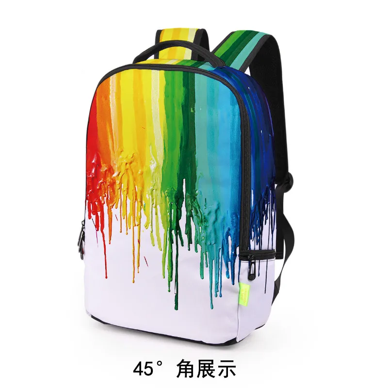 

Creative New CUHK Student Trend 3D Ink Graffiti Colorful Eye Bag Waterproof Travel Backpack Travel Backpack Bookbag Unisex